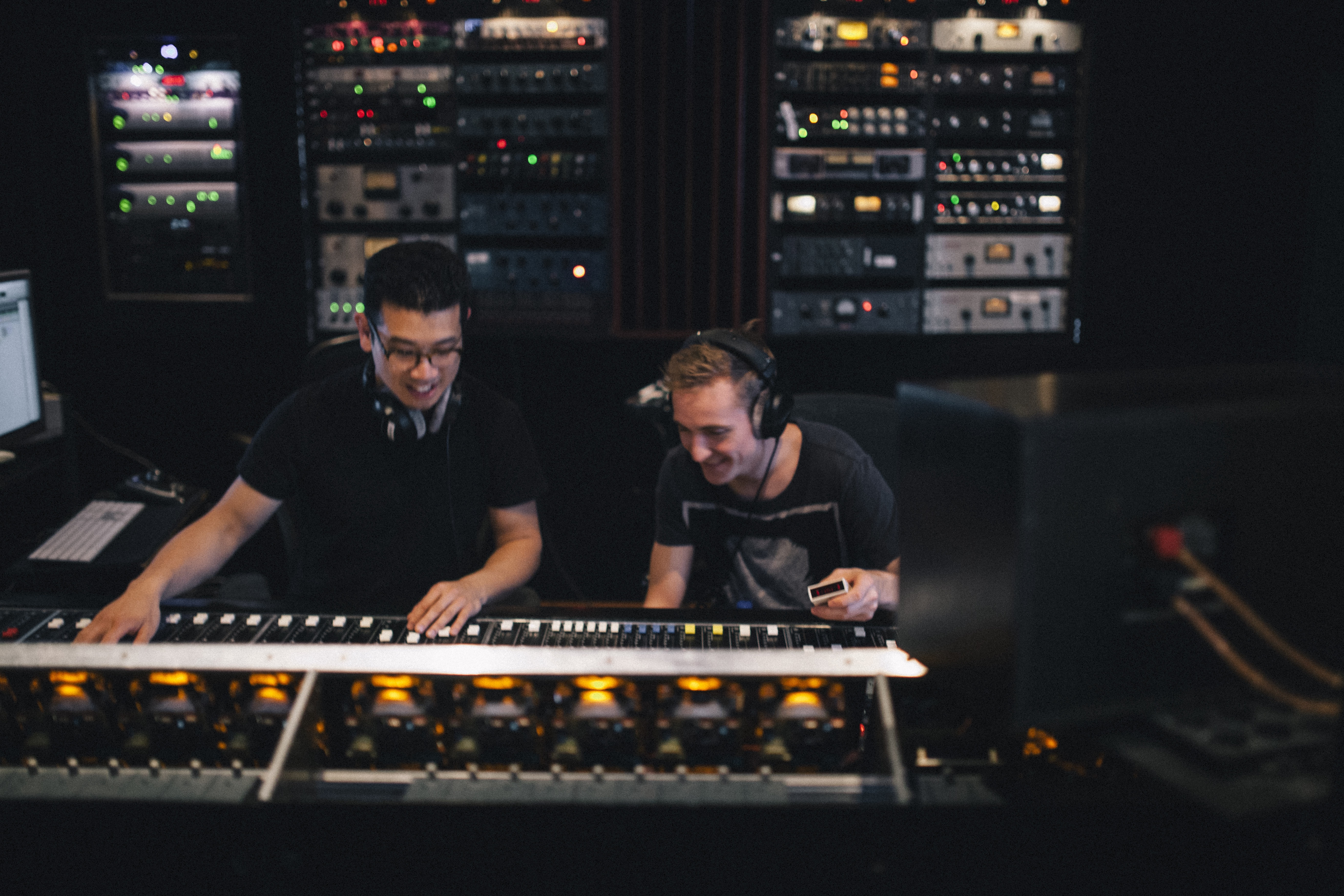Franky Rousseau working in a recording studio